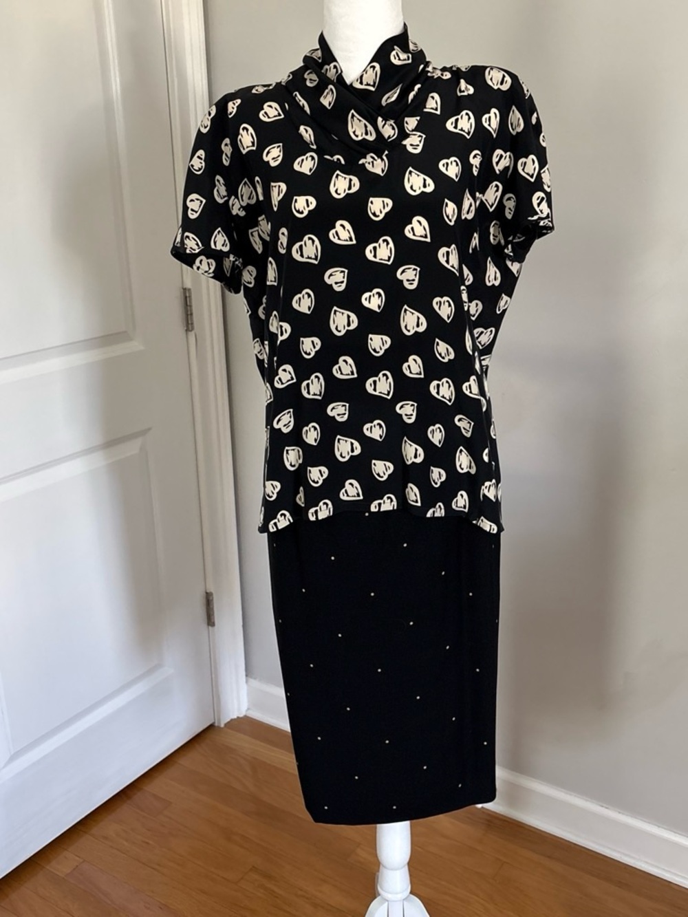Escada  black& Cream blouse & skirt set